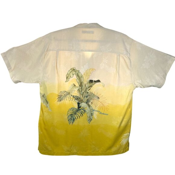 Tommy Bahama Mens Shirt Size XL 100% Silk Tropical Floral Textured Yellow Stitch - Picture 6 of 10